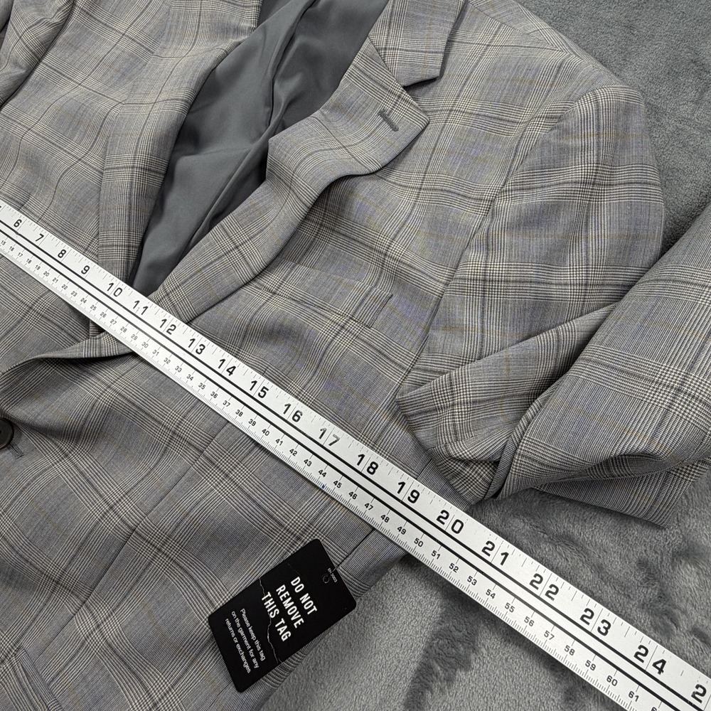 Express Mens Blazer 40R Extra Slim Gray Plaid 4 Way Stretch Wool Sport Coat NWT - Picture 10 of 11